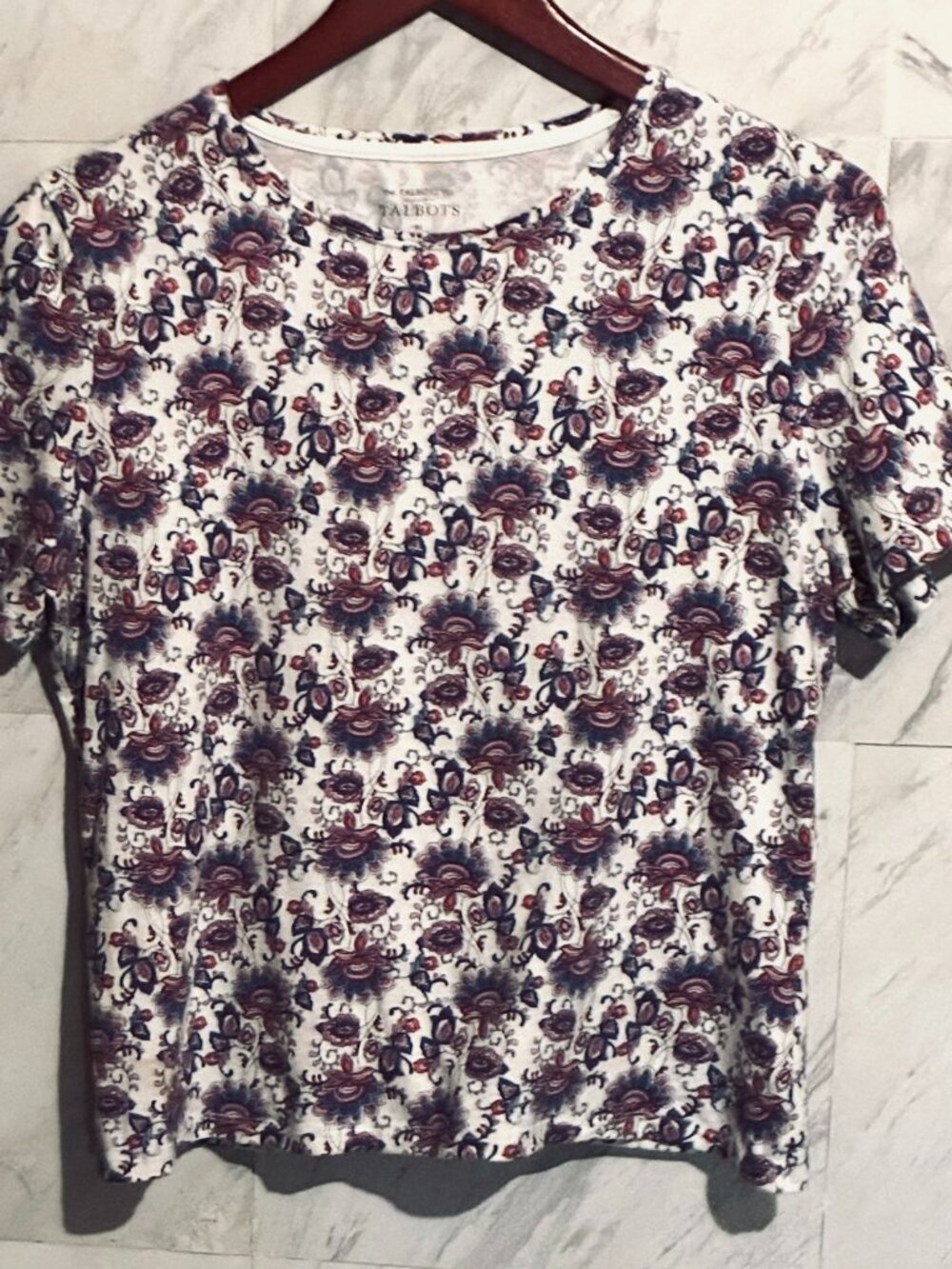 Talbots Floral Print Short-Sleeve Top Size M
